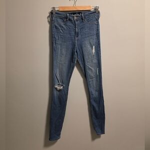 Hollister Women's Skinny Distressed Blue Jeans